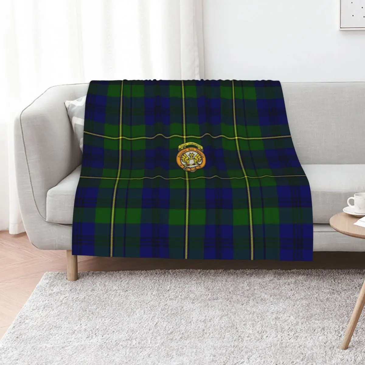 

Johnston Scottish Tartan and Crest Throw Blanket Plush Furrys decorative Extra Large Throw Blankets