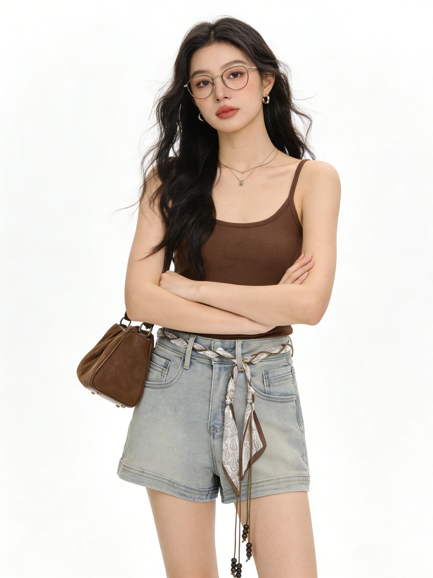 

Hot Girl Style High Waist Wide Leg Jeans Shorts Women Summer Loose Versatile Loose Fit Hot Pants Small Size A-Line Wrap Slimming