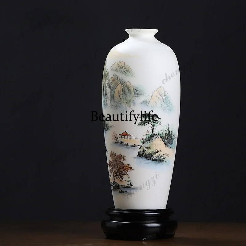 A95 ceramic hand-painted landscape vase ornament housewarming gifts for friends Chinese living room decorations