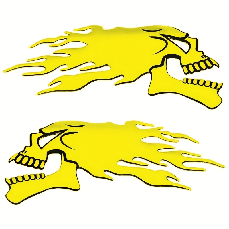 Zwei 3D PVC Geister-Totenkopf Motorrad-Tankaufkleber, Coole Autoaufkleber, Personalisierte Motorrad-Modifikationsaufkleber, Kreative Emblem-Karosserieaufkleber, Geister-Auto-Tuning