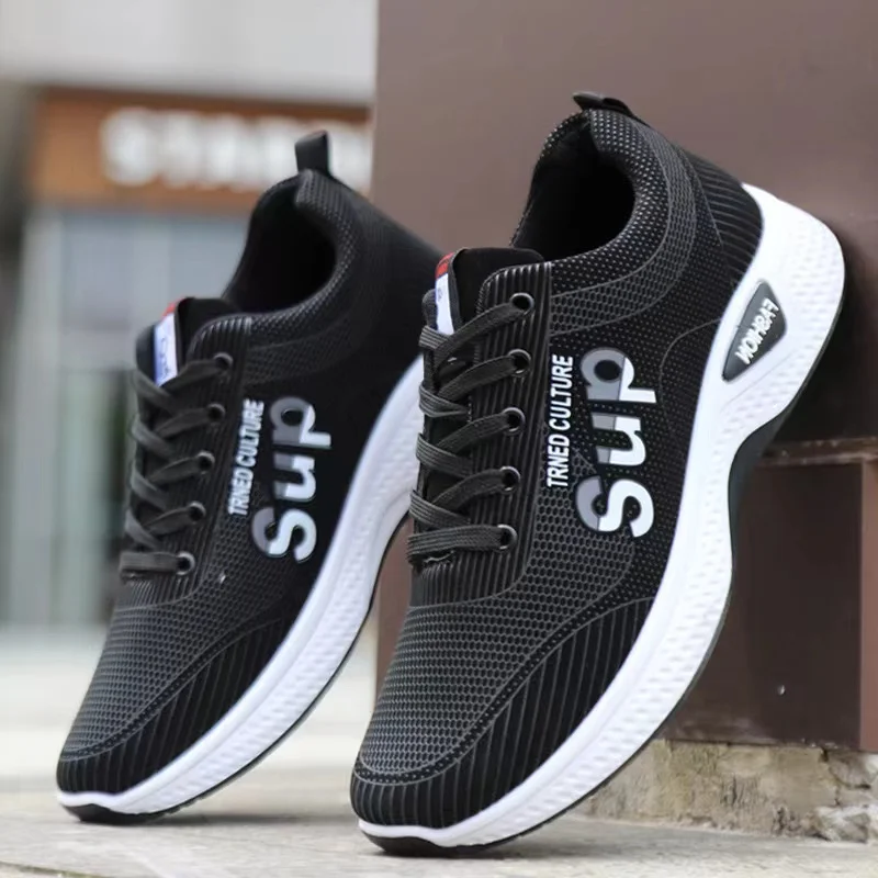 Male sneakers Men\'s breathable mesh lightweight casual sports shoes summer soft sole outdoor running shoes youth walking shoes