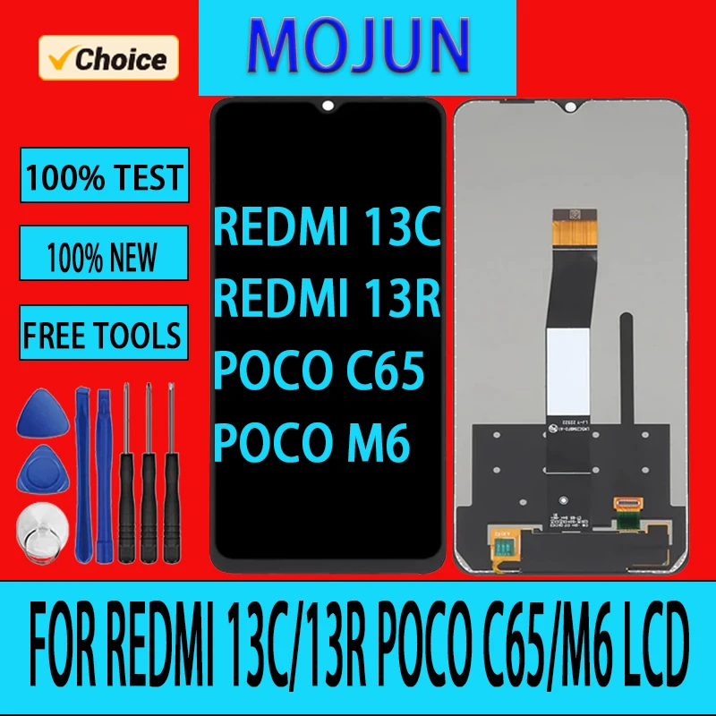 6.74\'\' For Xiaomi Redmi 13C REDMI 13R LCD Display Screen Digitizer Assembly For Xiaomi Poco C65 POCO M6 LCD Replacement