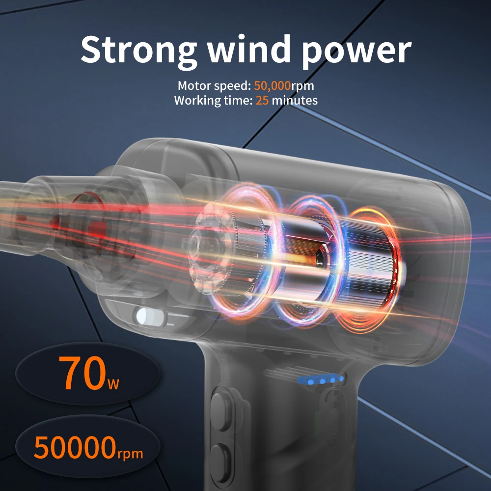 Plumero de aire eléctrico inalámbrico de 3 velocidades con luz LED para limpieza de teclado de computadora plumero de aire comprimido