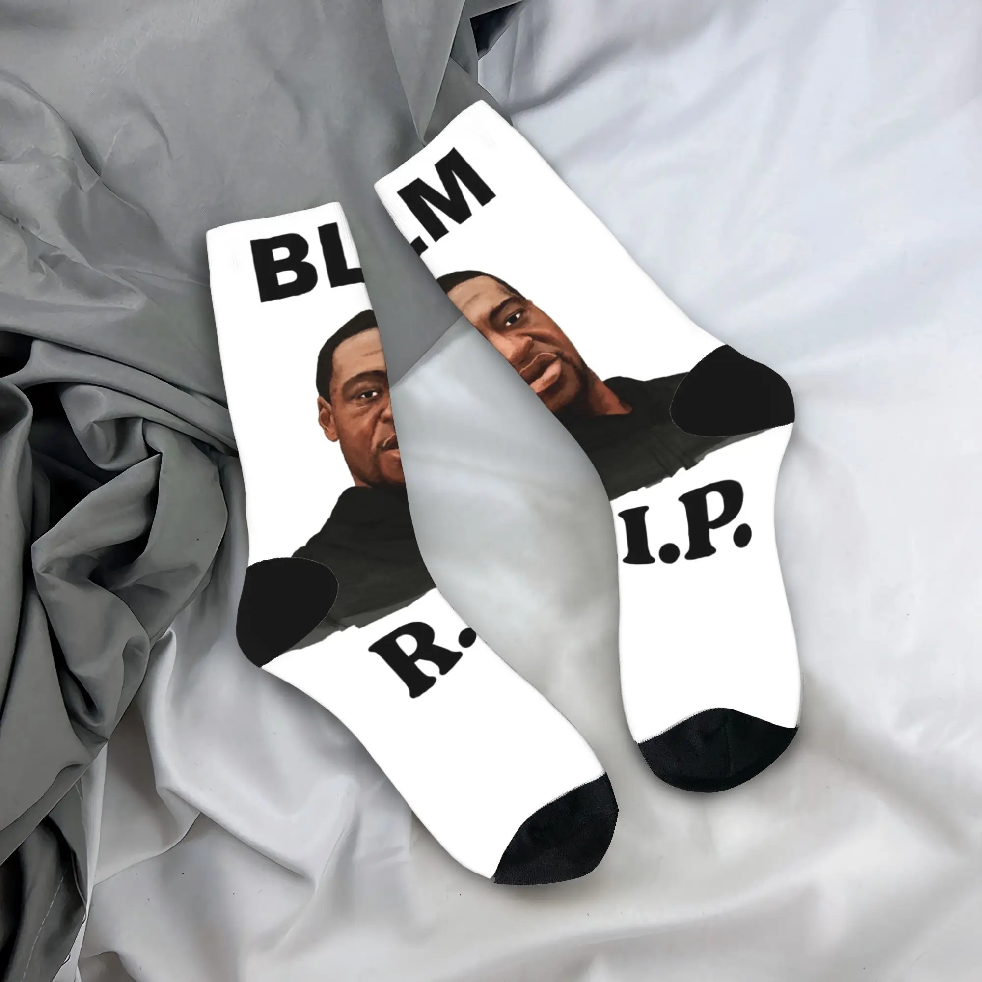 

BLACK LIVES MATTER George Floyd R.I.P. Чулки, модные носки, мужские качественные носки, зимние спортивные носки для бега с графическим рисунком, против пота