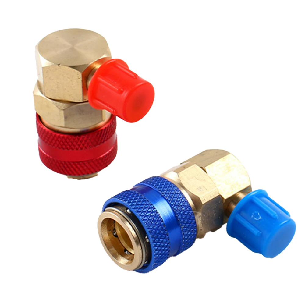 Adapter Coupler Quick Connector HVAC Maintenance 90-degree Design A/C Alloy Auto Color Coded Efficient Operation