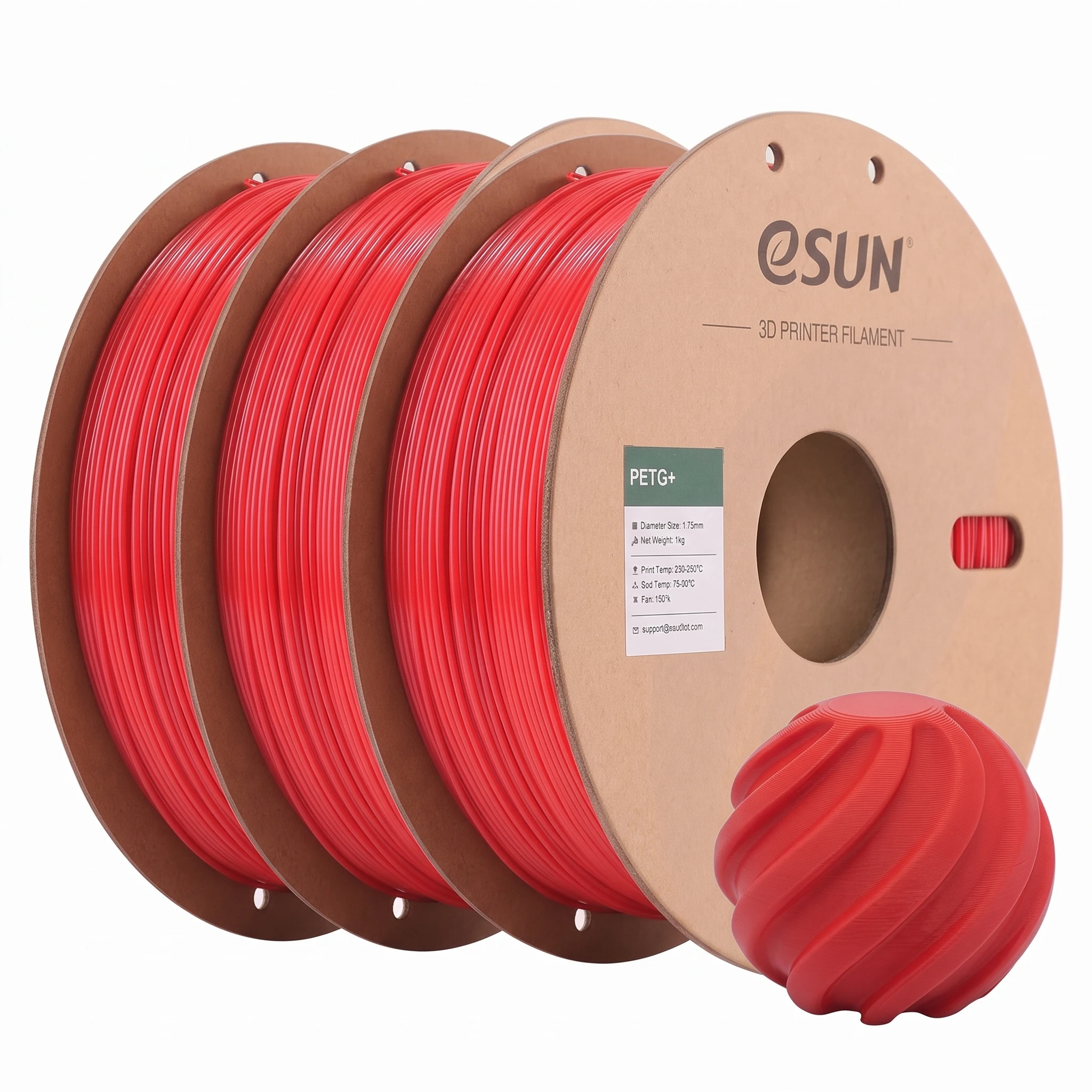 ESUN 3KG Upgrade PETG 3D-filament, 1,75 mm, 1 kg (2,2 lbs), hoogwaardig PETG-materiaal, geschikt voor FDM-printers.