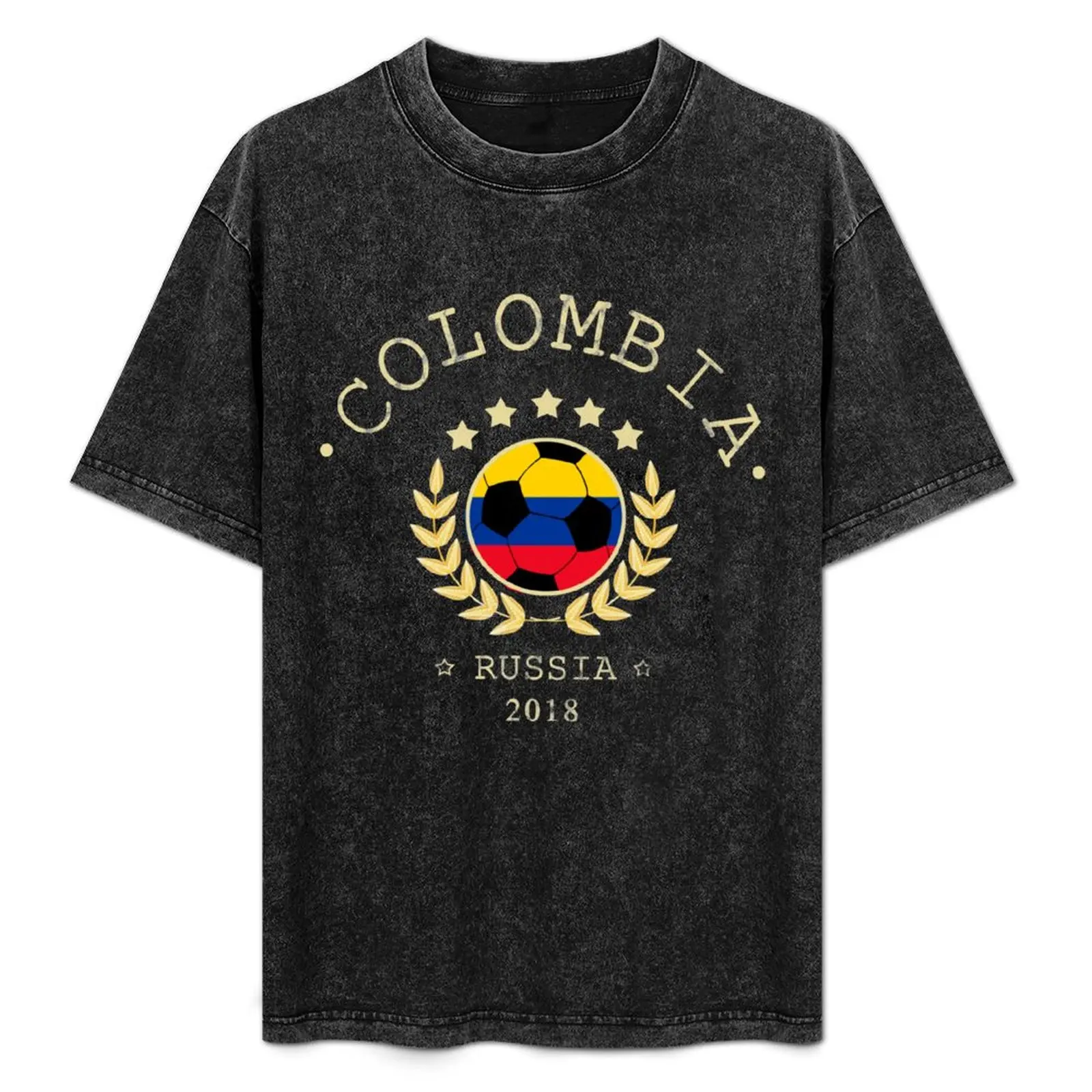 Camiseta de Fútbol Mundial Colombia 2018 para Fanáticos, Camiseta Deportiva de Rusia, Camiseta Informal de Manga Corta con Diseño Simple