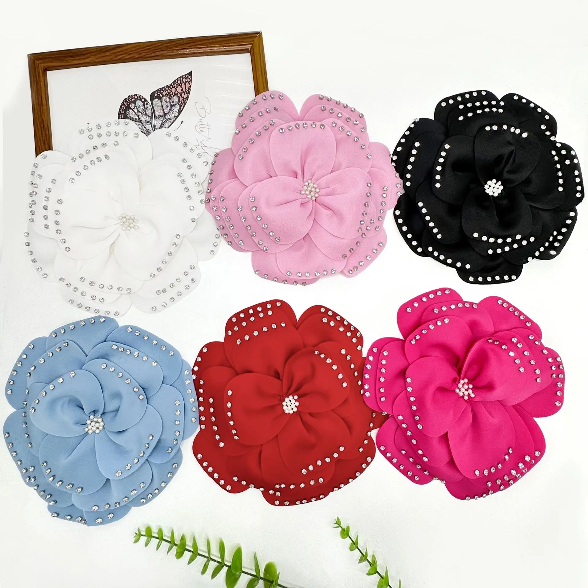Big Flower Applique Hair Accessory with Advanced Beading Patch Style All Dress Shirt Decoration Corsage