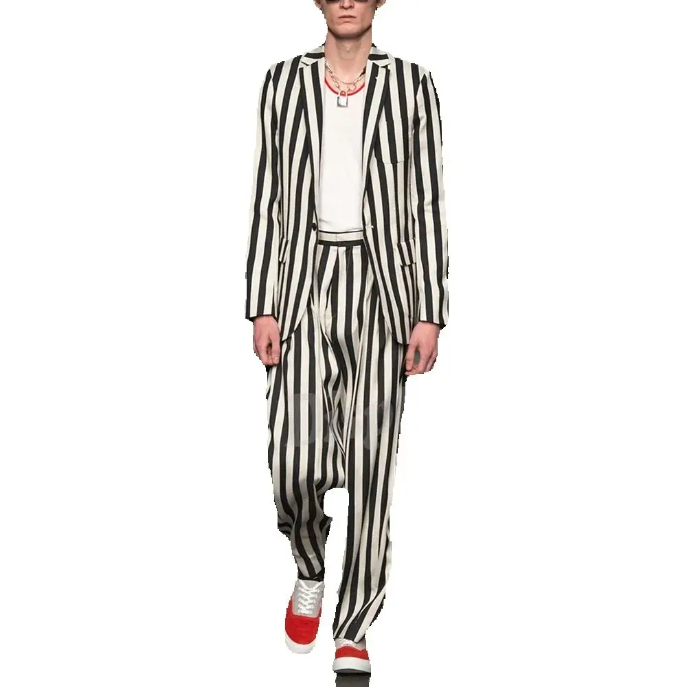 Classic Design Men's Business Suit Set Two Pieces Jacket Pants Straight Casual Outfit Single Button Fashion Show Party Wear
