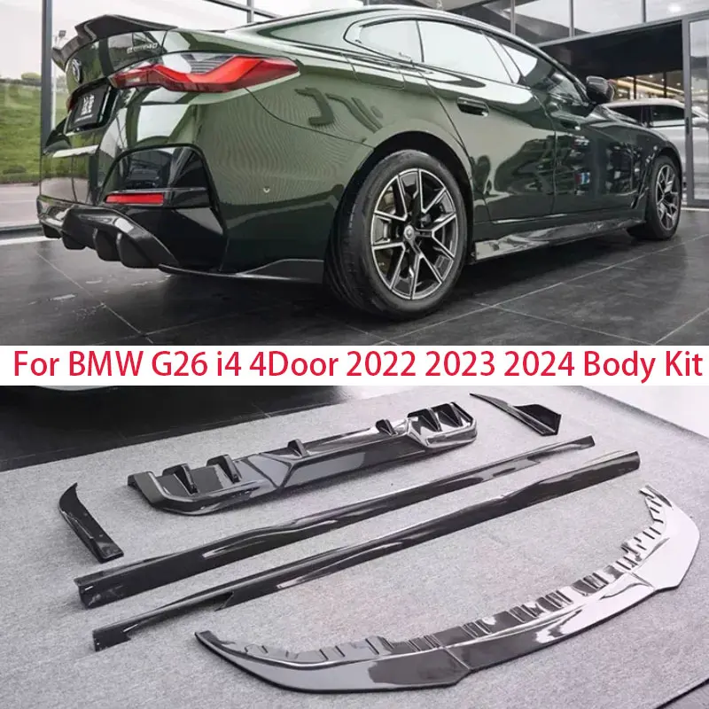 

Для BMW G26 i4 4Door 2022 2023 2024 Передний бампер Губа Задний багажник Диффузор Спойлер Боковая юбка Комплект кузова из настоящего углеродного волокна
