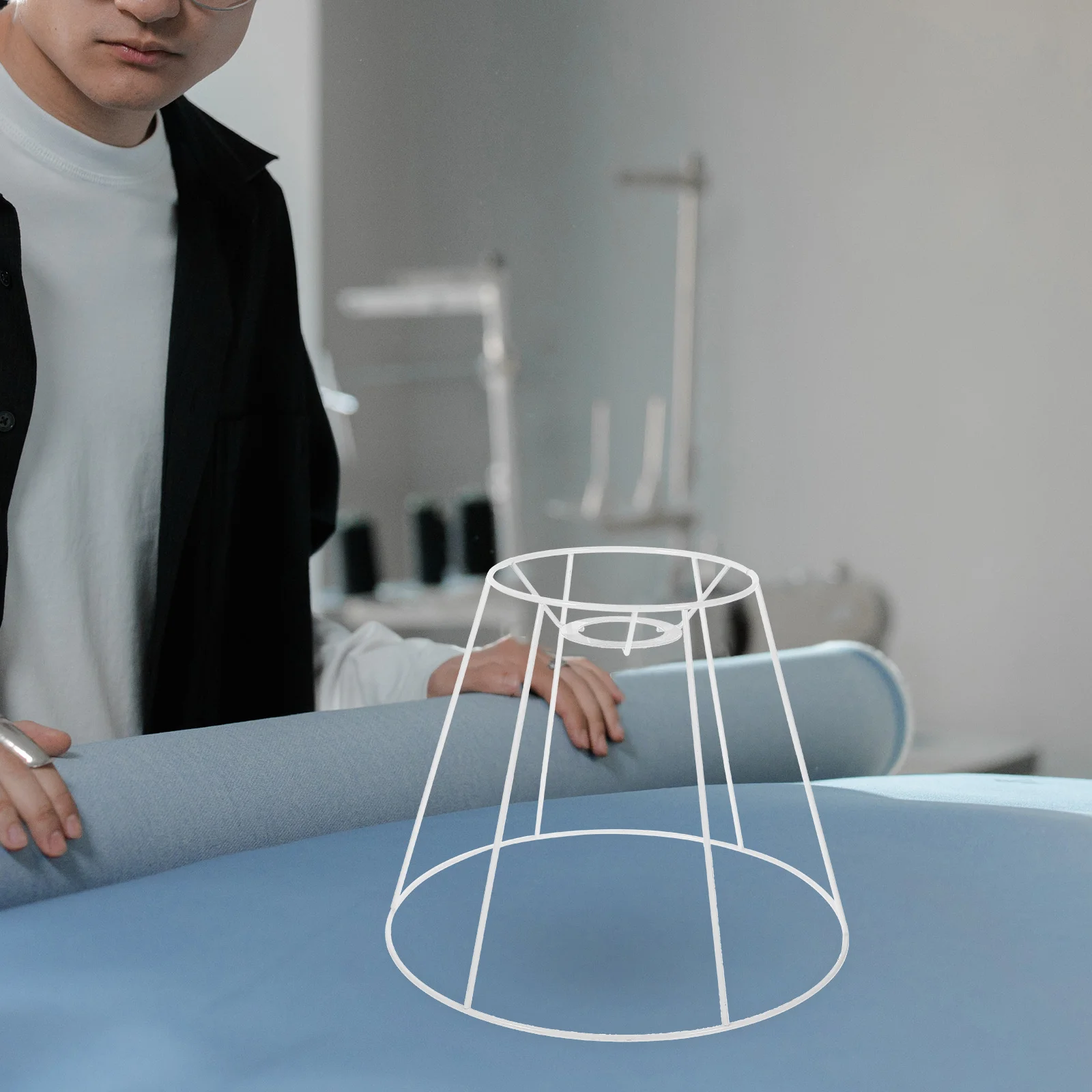 

1pc Lampshade Frame For Table Lamp Diy Metal Shade Holder Durable Iron Bracket Smooth Edge Light Fixture Accessory