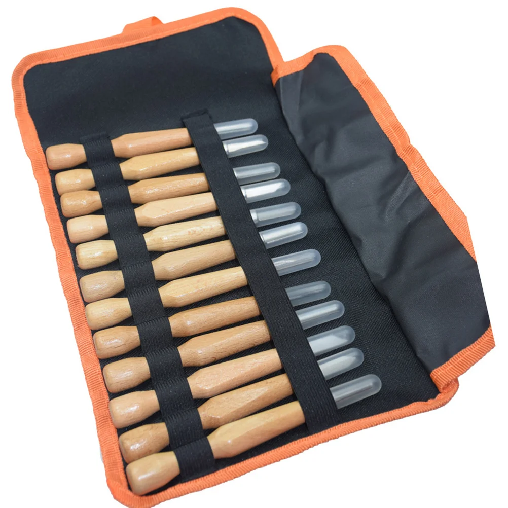 12Pcs Multi-Use Carving Engraving Tool Carbon Steel Wood Handle Lightweight Portable DIY Carving Knife