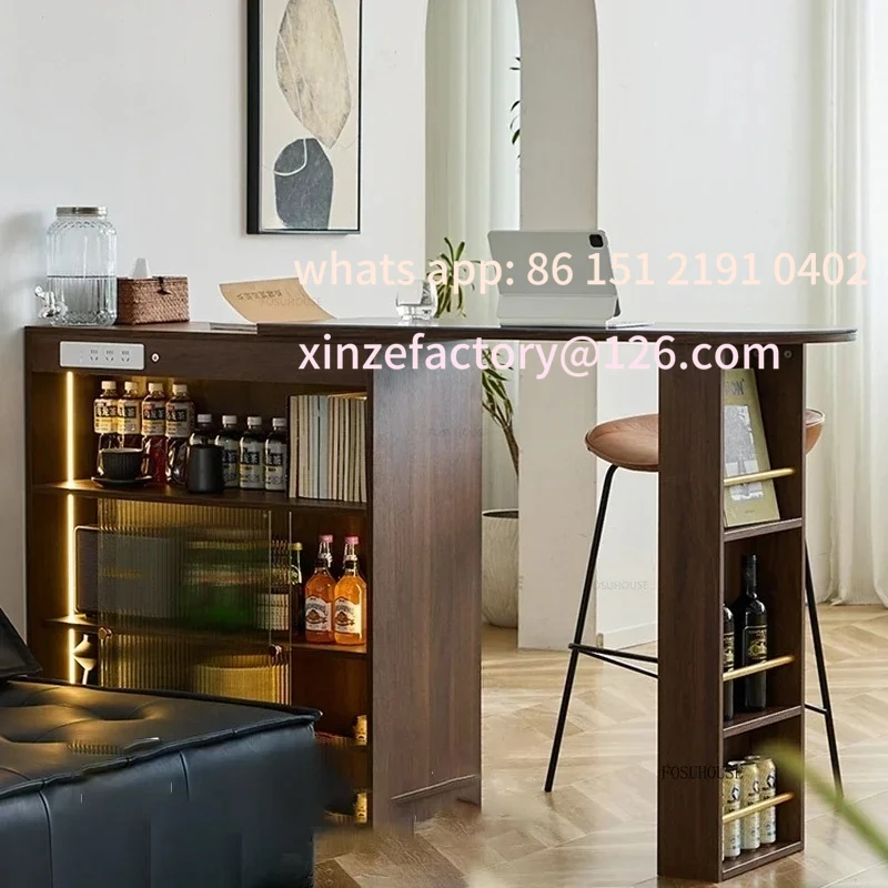 

Customizable Nordic Home High Table,Kitchen Furniture Glass,Storage Cabinet Living Room,Telescopic Table Retro Solid Wo