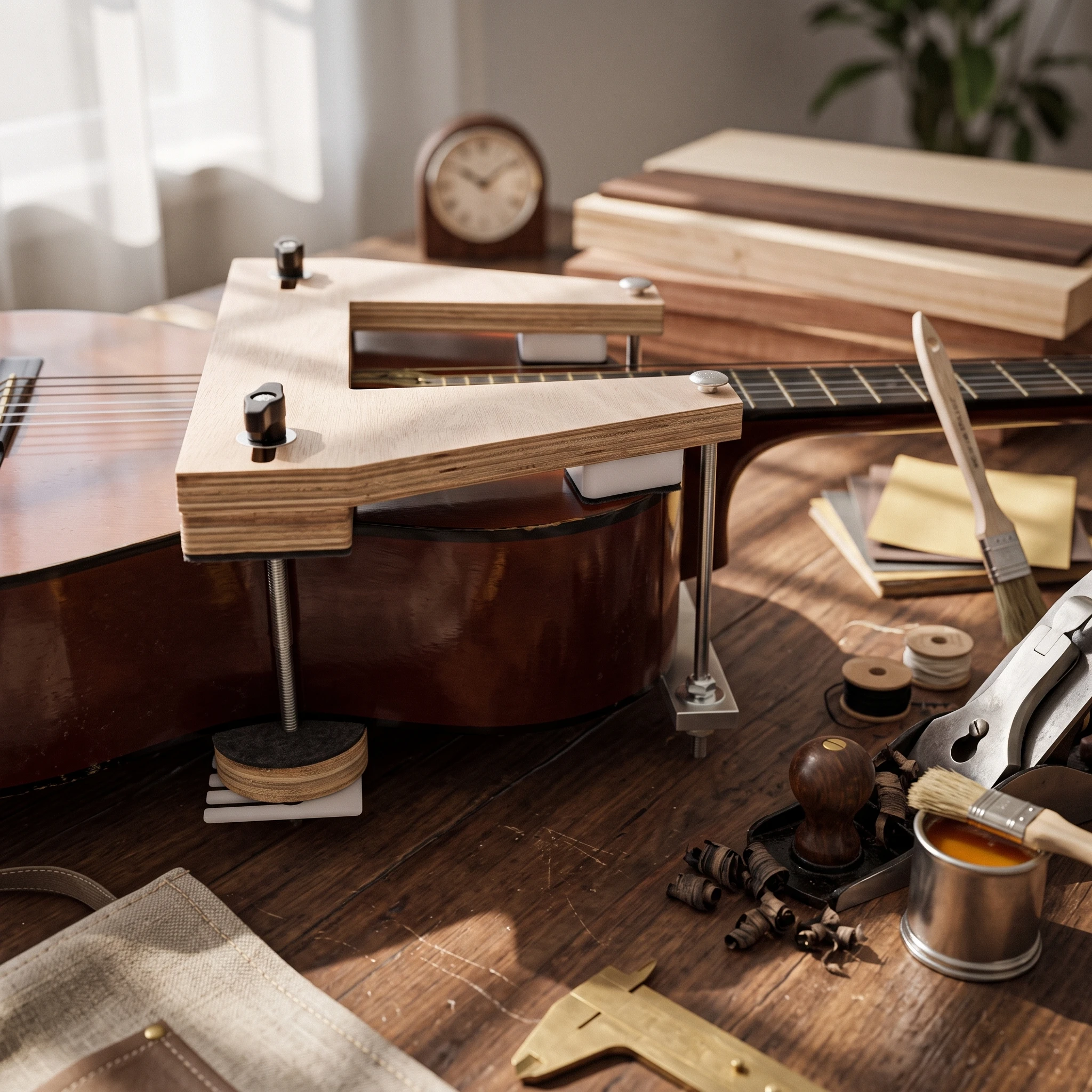 Acoustic Guitar Neck Removal Jig Wooden Neck Jack Adjustable Neck Reset Jig for Luthier Repair Maintenance Tool Luthier Workshop