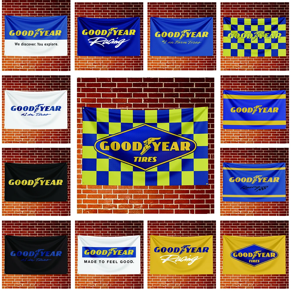 G-Go-od Year Tires Flag Banner For Fan Cave Watch Party Tailgate Gathering Indoor Outdoor Backyard Home Festival Ornament Supply