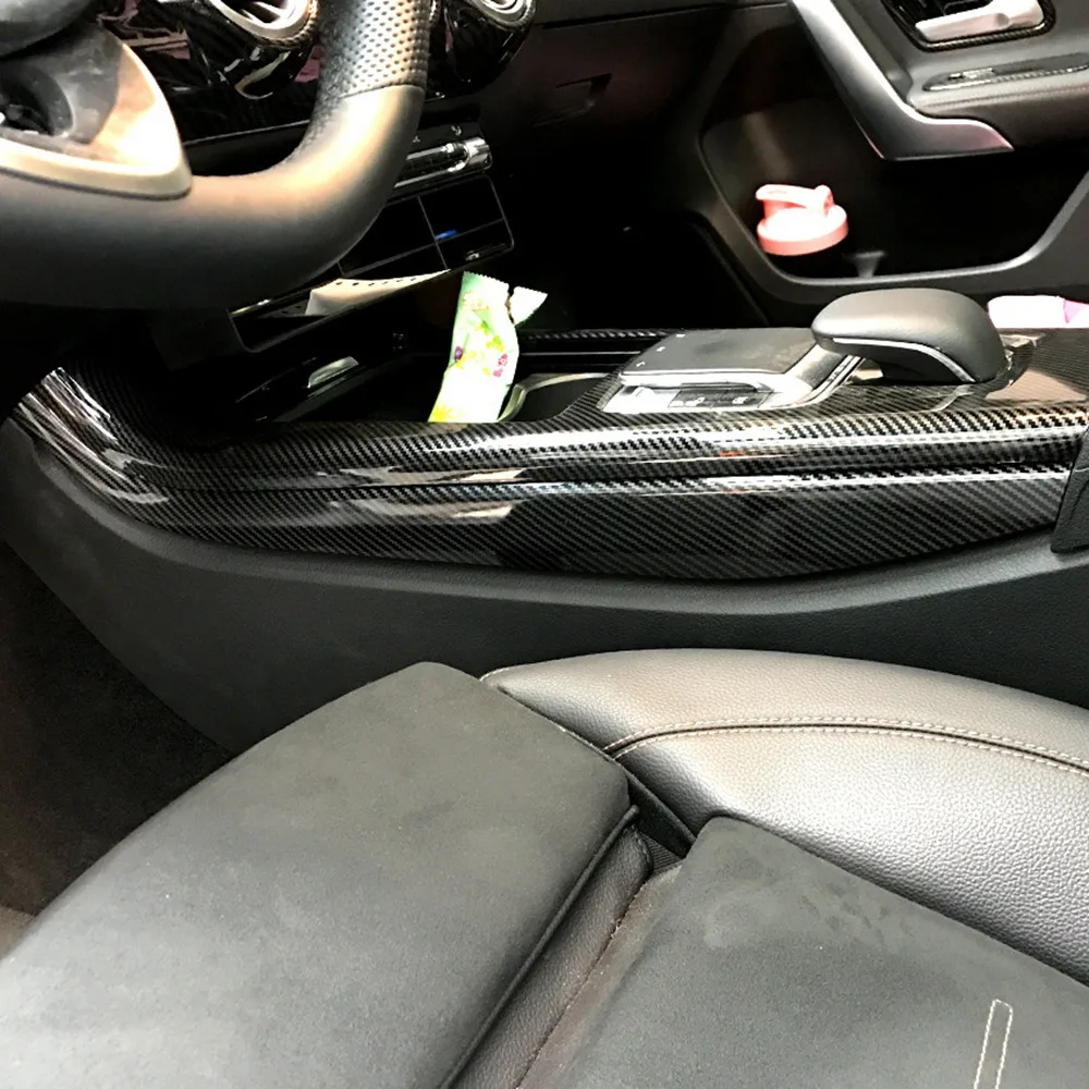 Console Central de Fibra de Carbono, Painel Lateral, Capa Decorativa, Guarnição para Mercedes Benz A, Classe CLA, W177, C118, A180, A200, A220