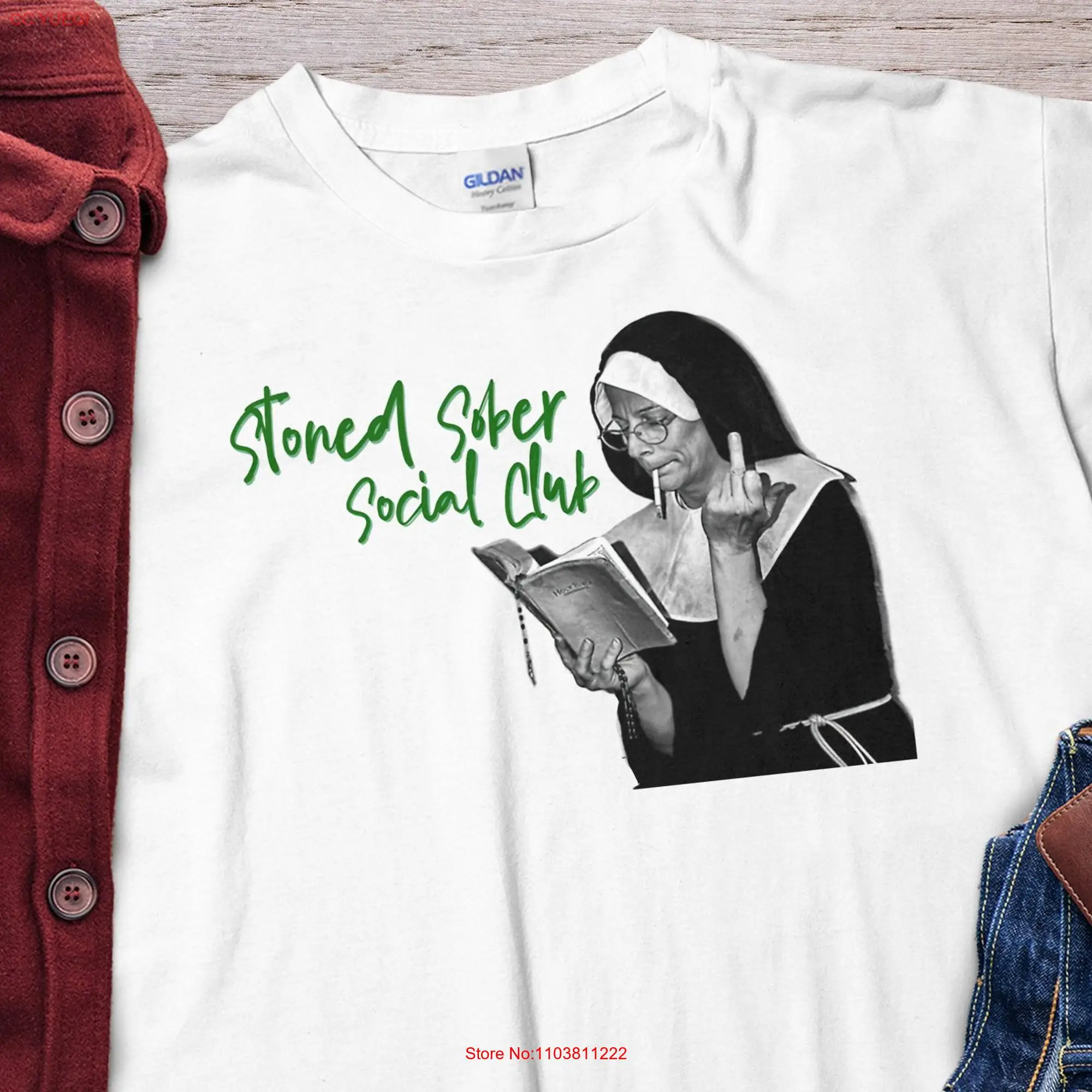 Футболка с длинным или коротким рукавом, с рисунком ложной монахини