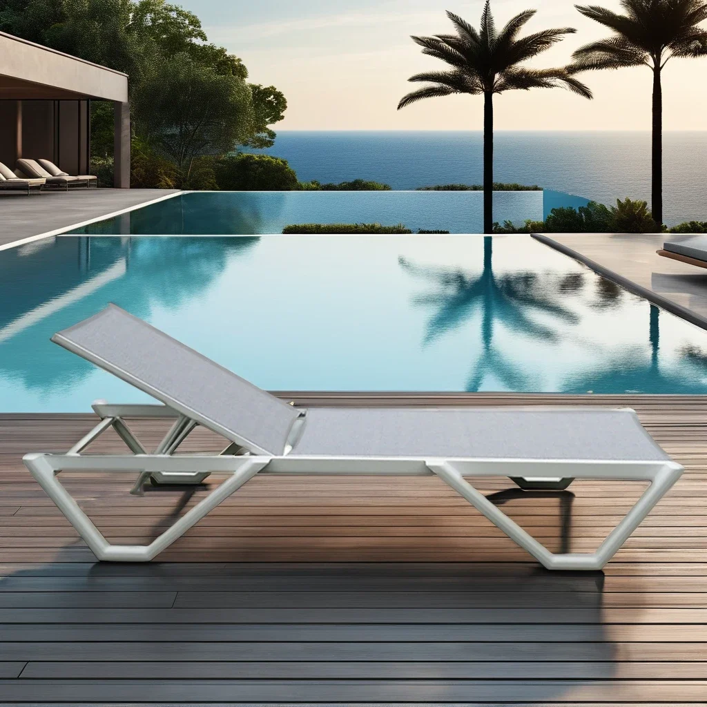 Beach Metal Outdoor Furniture Beach Lounger Chaise Lounge Sun Bed Daybed Hotel Sun Lounger