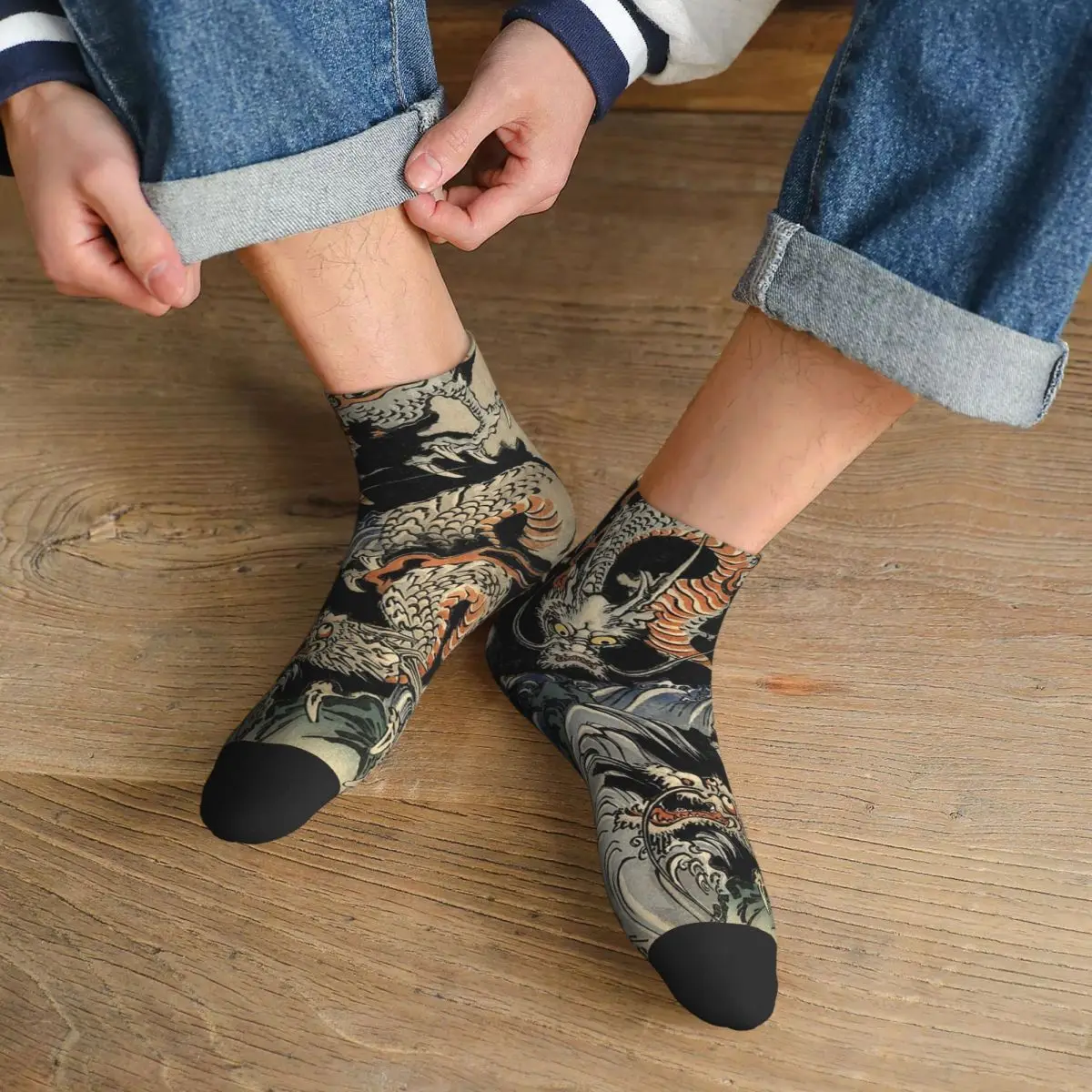 

Utagawa Kuniyoshi - носки с драконами, супер мягкие чулки в стиле Харадзюку, всесезонные носки, аксессуары для подарка на день рождения унисекс