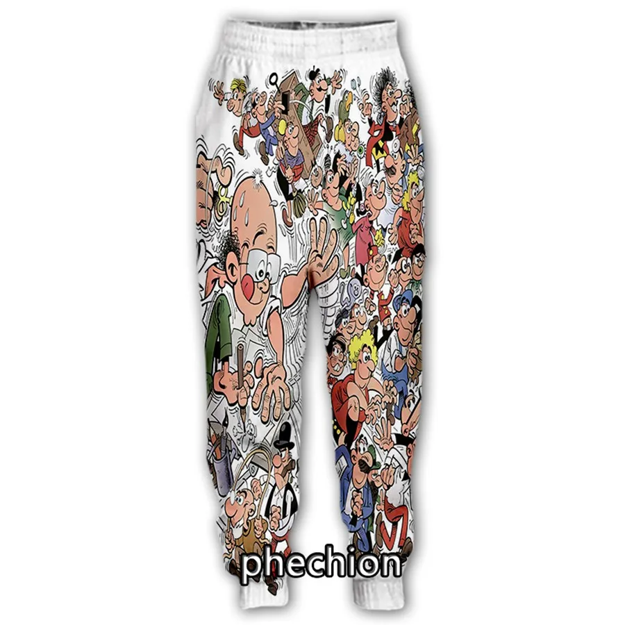 Phechion-Pantalones largos deportivos para hombre y mujer, ropa de calle informal con estampado 3D de Mortadelo y Filemon, holgados, F86