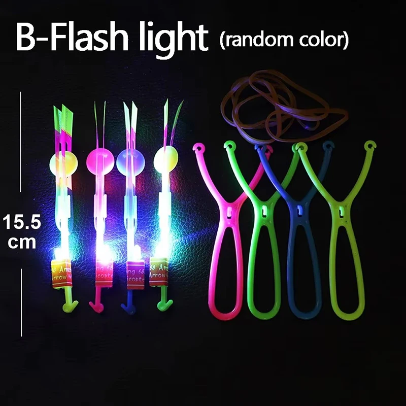 5/10/20pcs Led Light Arrow Helicopter Slingshot Ejection Flying Toy  Kids Adult Mini Flying Toy Flash Rubber Band Catapult Toys view 2