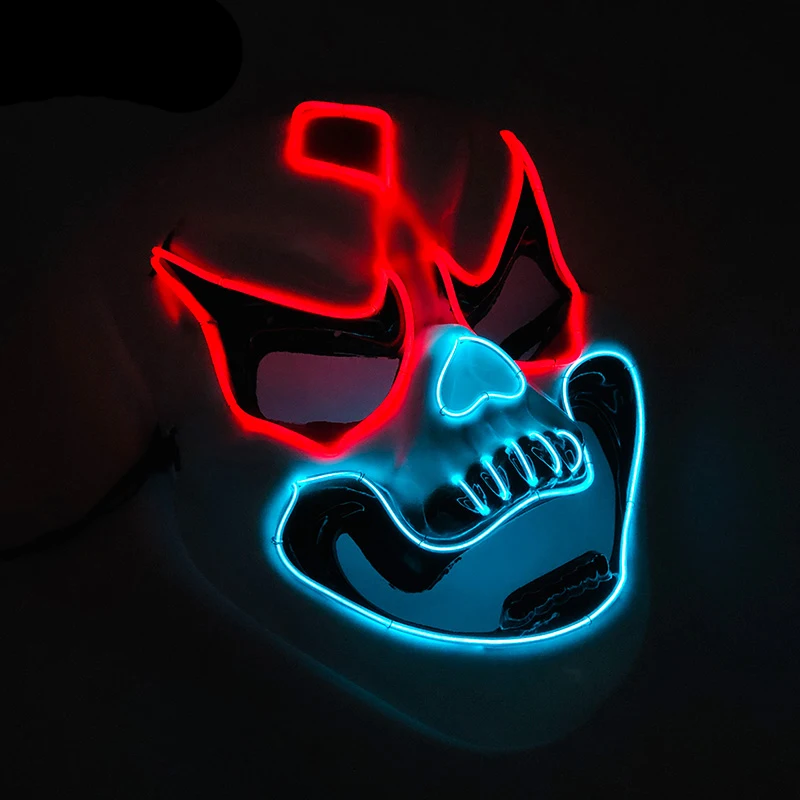 Horror-LED-Licht-Gesichtsmasken, gruselige leuchtende Maske für Männer, leuchtende Maske, Verkleidungsmaske, Kostümzubehör
