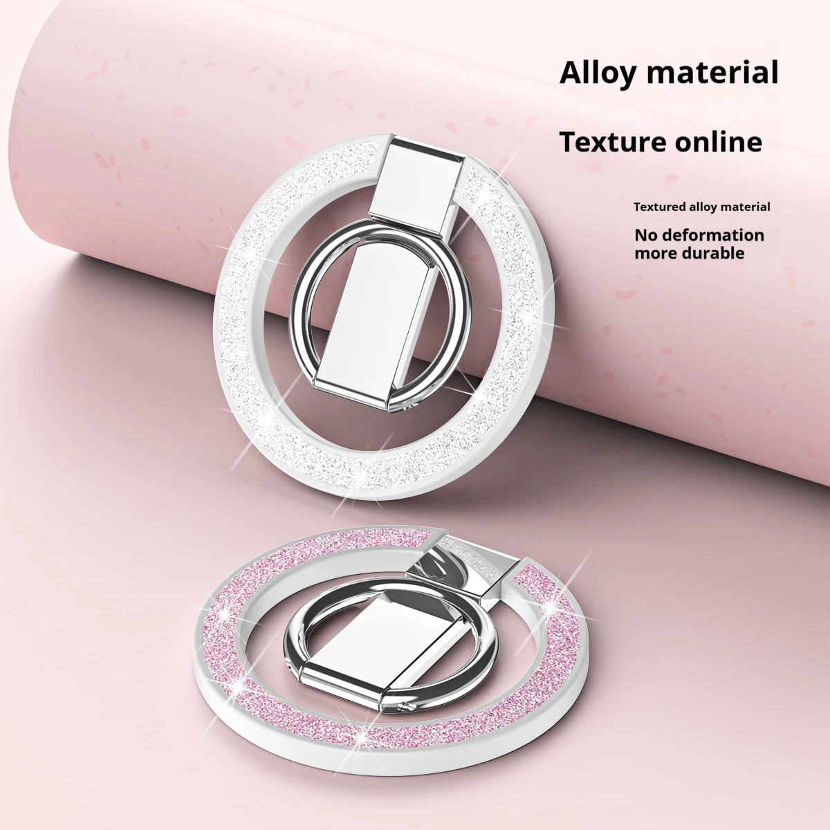 Suporte magnético de anel de dedo com glitter 360 giratório suporte de telefone para magsafe iphone 15 14 13 para suporte magnético dobrável
