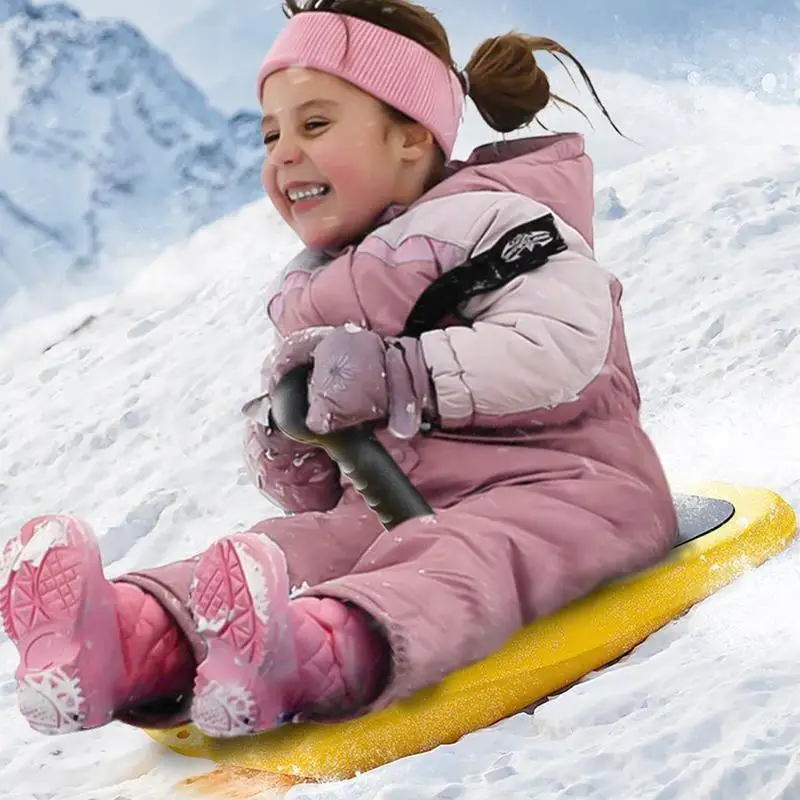 Snow Sled Snowboard Sled With Handle Sturdy Snow Sled Board Outdoor Ski Scooter For Snow Lovers & Families