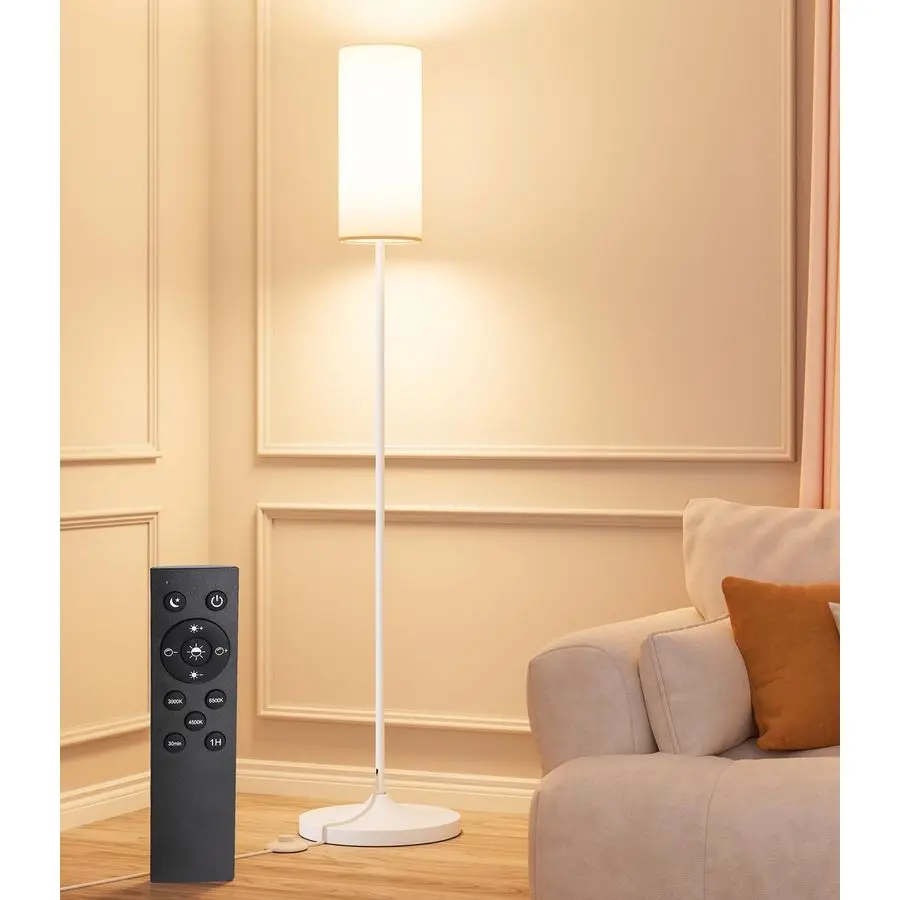 

Светодиодный напольный светильник для гостиной, диммируемый торшер с ножным выключателем, пультом ДУ и регулировкой цветовой температуры, белый напольный светильник с лампой