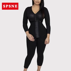 Body postpartump para mujer, ropa moldeadora de manga larga, cuerpo completo, Faja con sujetador