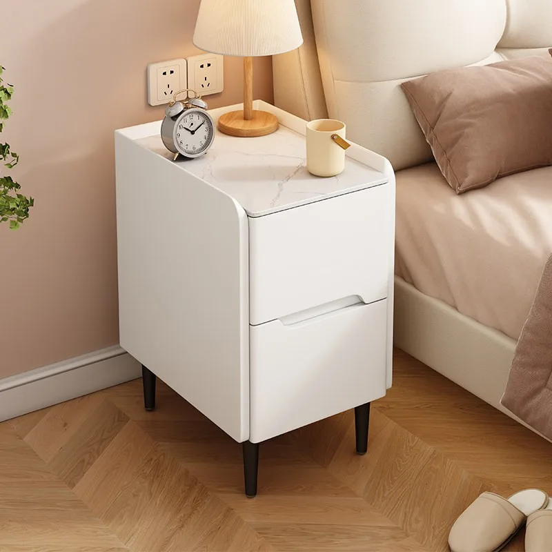 

Solid wood bedside table, ultra-narrow new cream style bedroom home locker 40x40x50cm