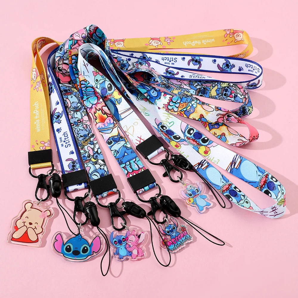 Disney Stitch  Phone Lanyard Cartoon Keys ID Cell Phone Neck Strap Toys Action Figure Toy for kids Collection Gifts