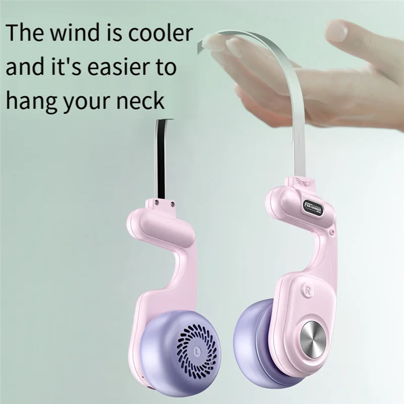 

LECKL-Portable Neck Fan, 1600Mah Rechargeable Wearable Personal Fan With 5 Speeds Adjustable, Neck Fan For Travel