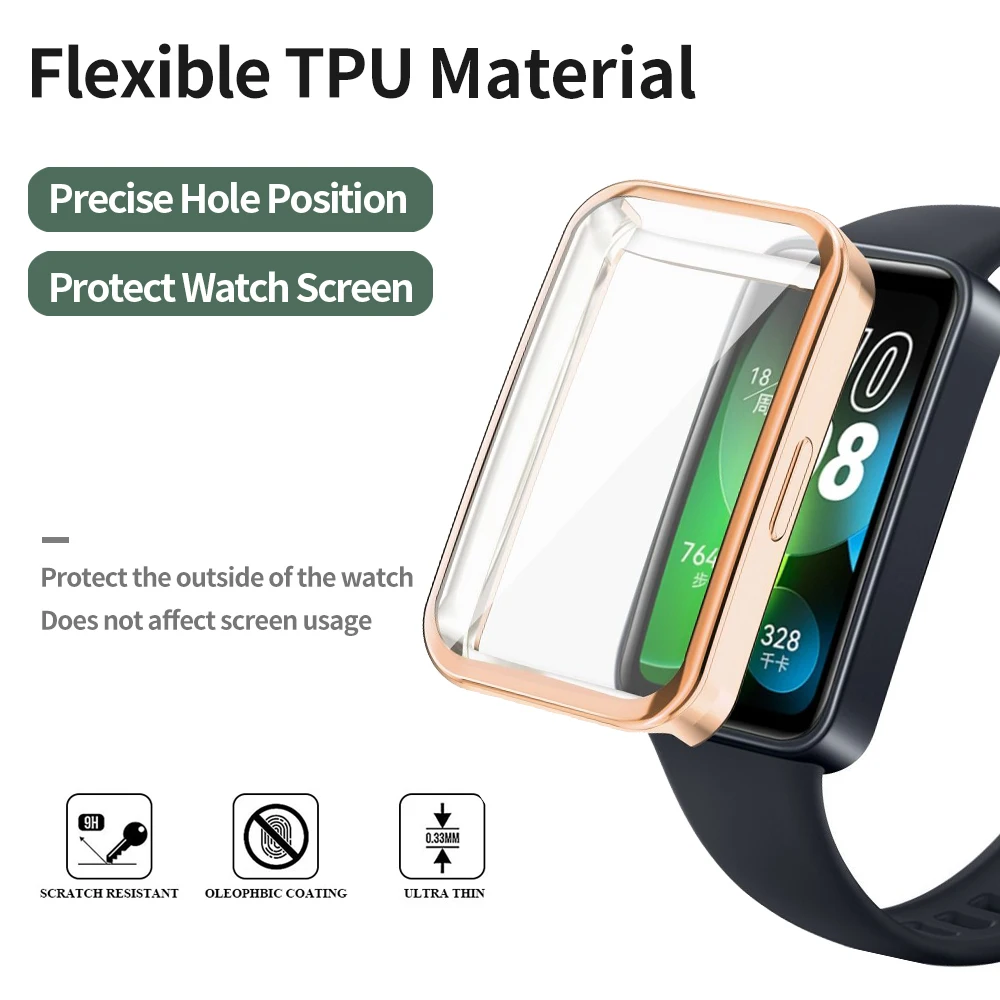 TPU Soft Protective Cover Case For Huawei Band 8  Full Cover Protective Shell Watch Cases For Huawei Band 8 Smart Watch