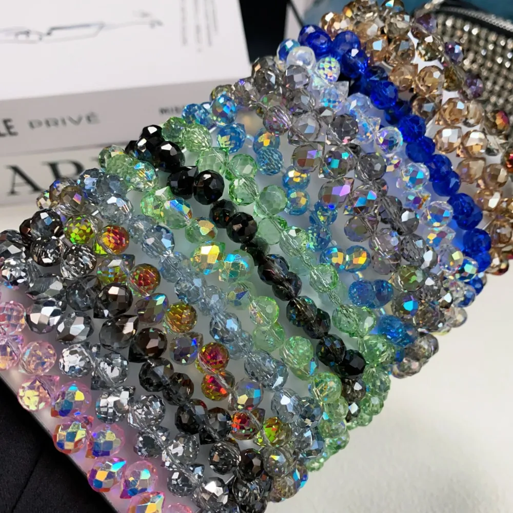 

Стильный блестящий хрустальный кулон из бисера, прозрачный красочный брелок из хрустальных бусин, съемная цепочка на запястье с кристаллами для женщин и девочек