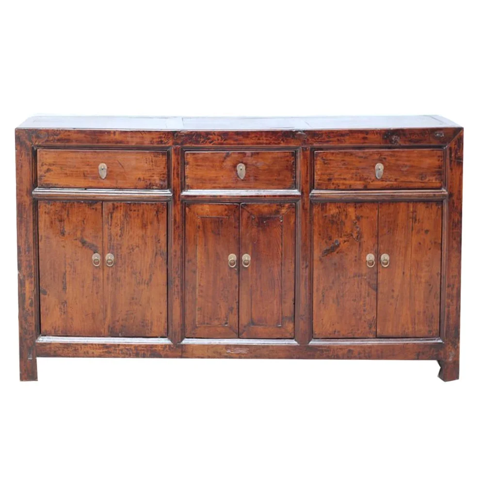 

Chinese Antique Vintage Walnut Wood Living Room Storage Sideboard Furniture
