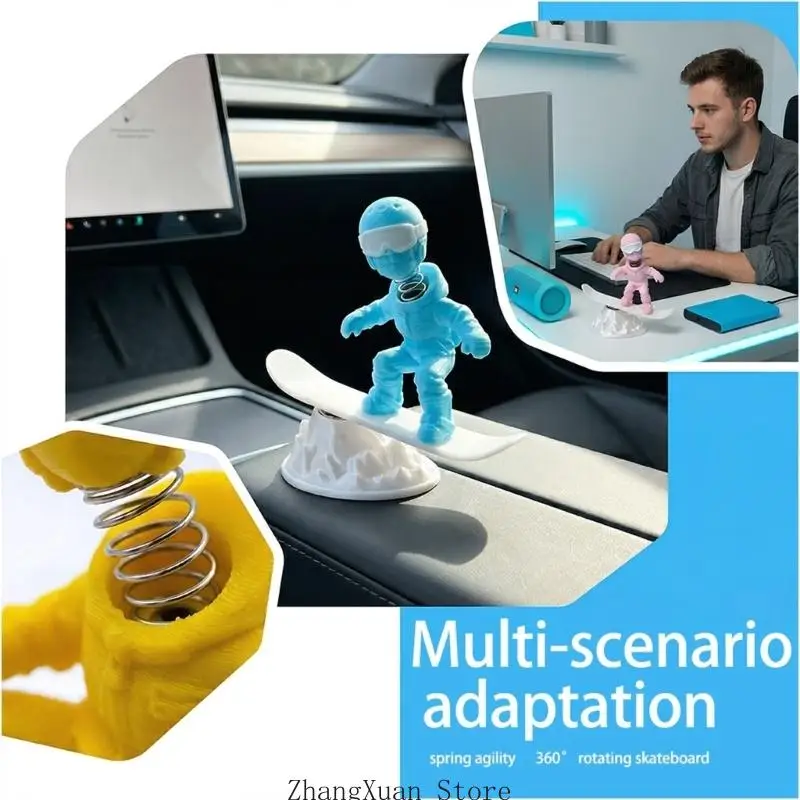 3D-gedruckte kleine Skifigur, Schaukelornament, Geschenk für Autoliebhaber und Sammler 3XUF – Detail 8