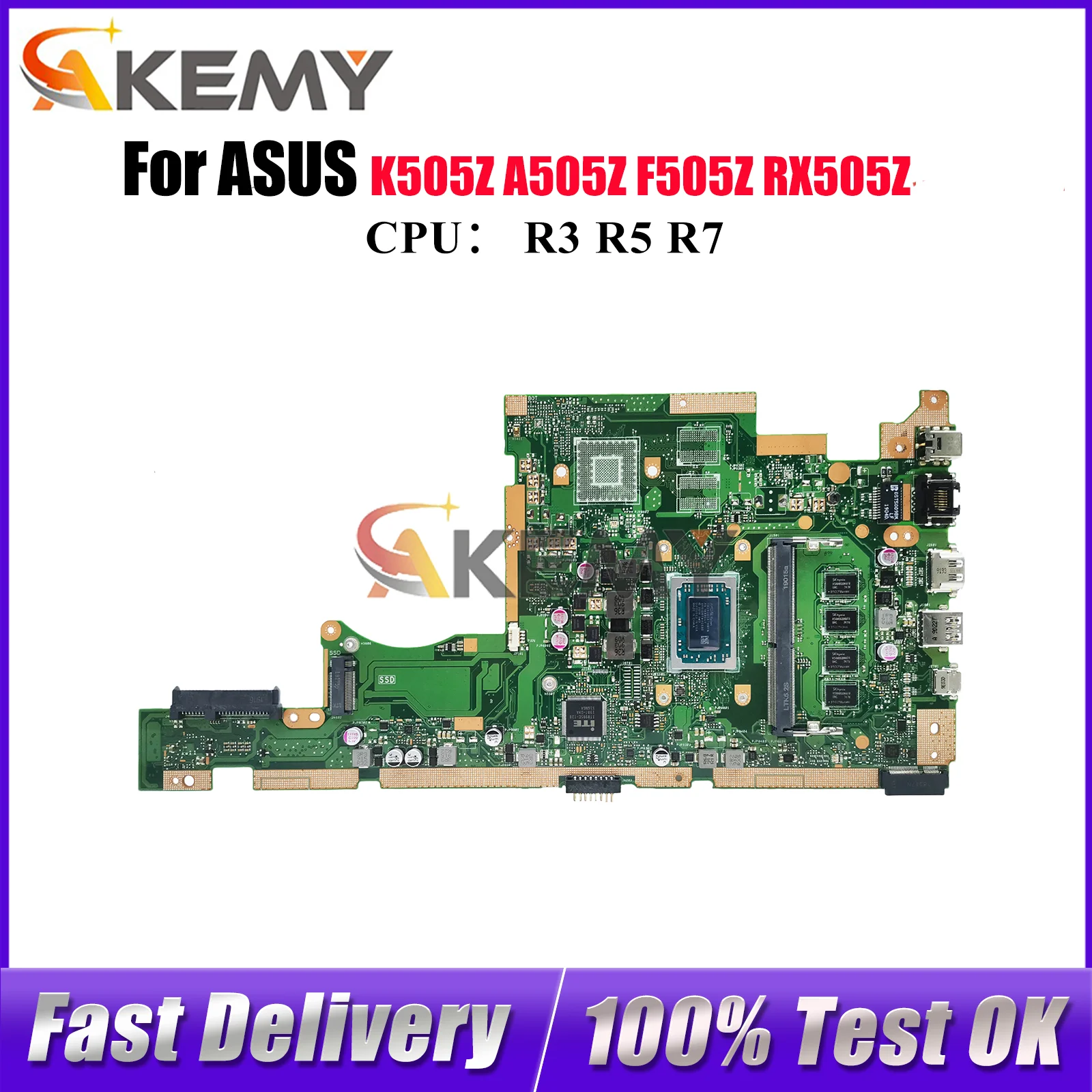 

X505ZA Материнская плата для ноутбука ASUS VivoBook K505Z X505ZA RX505Z A505Z X505Z F505Z Материнская плата с процессором R3 R5 R7 100% tests OK stk