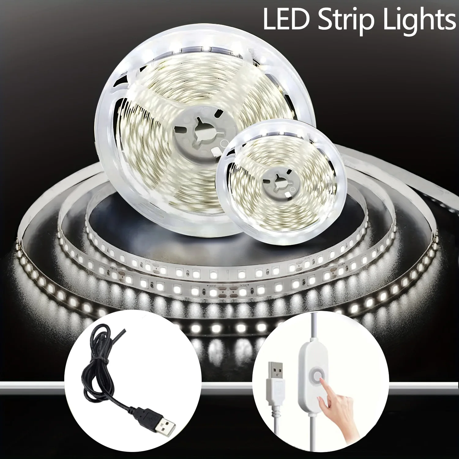 5V 2835 LED Strip Lights Can Be Pasted, Cuttable, White/Warm White Flexible LED Light For TV Backlight Home Cabinet Decor Lighti