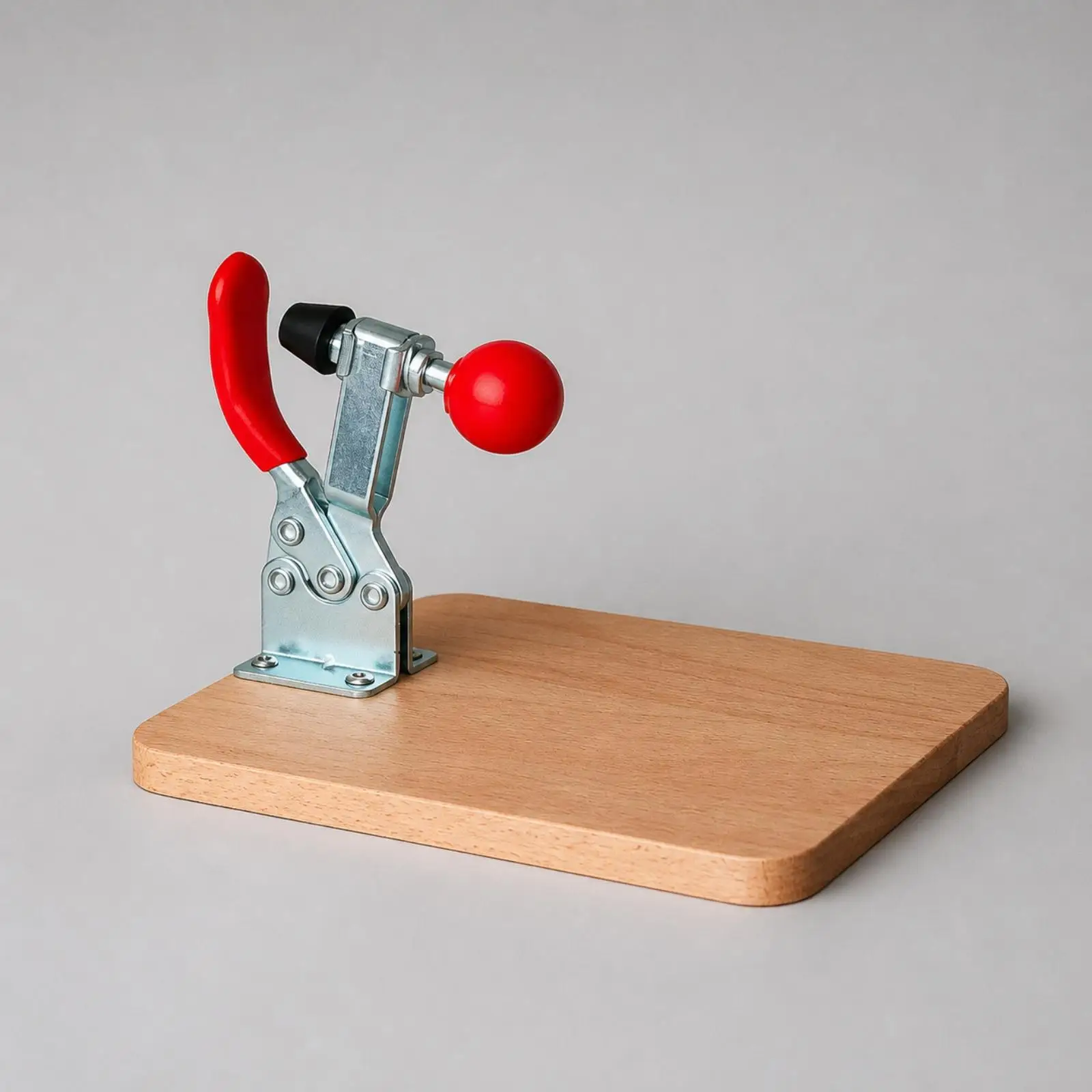 Wooden Napkin Dispenser Holder with Black Tightening Knob and Curved Red Handle for Dining Table