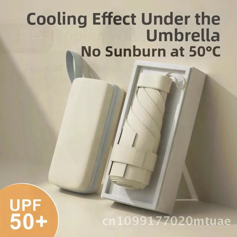 

Women's Mini Flat Umbrella UV Protection Small Portable Sunshade with Advertising Logo Lightweight 190T Impact Cloth Fabric