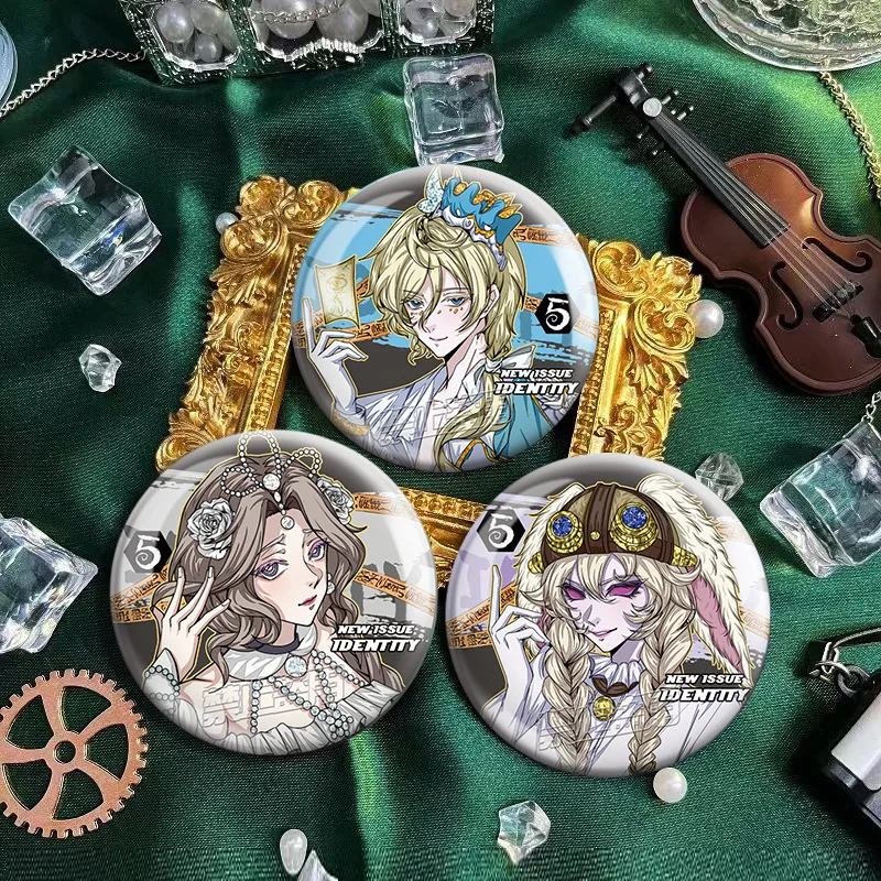 Identity V Badge Pins Joseph Perfumer Gardener Round Tinplate Brooch Anime Game Cosplay Lapel Pins for Backpack Decor Fans Gift
