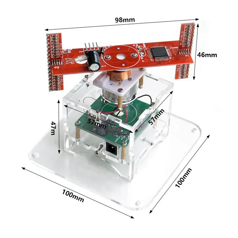 LED Display DIY Kit 51 SCM Dual Color Rotating Welding Spare Parts for Soldering Practice, Kit Without Downloader-A22U