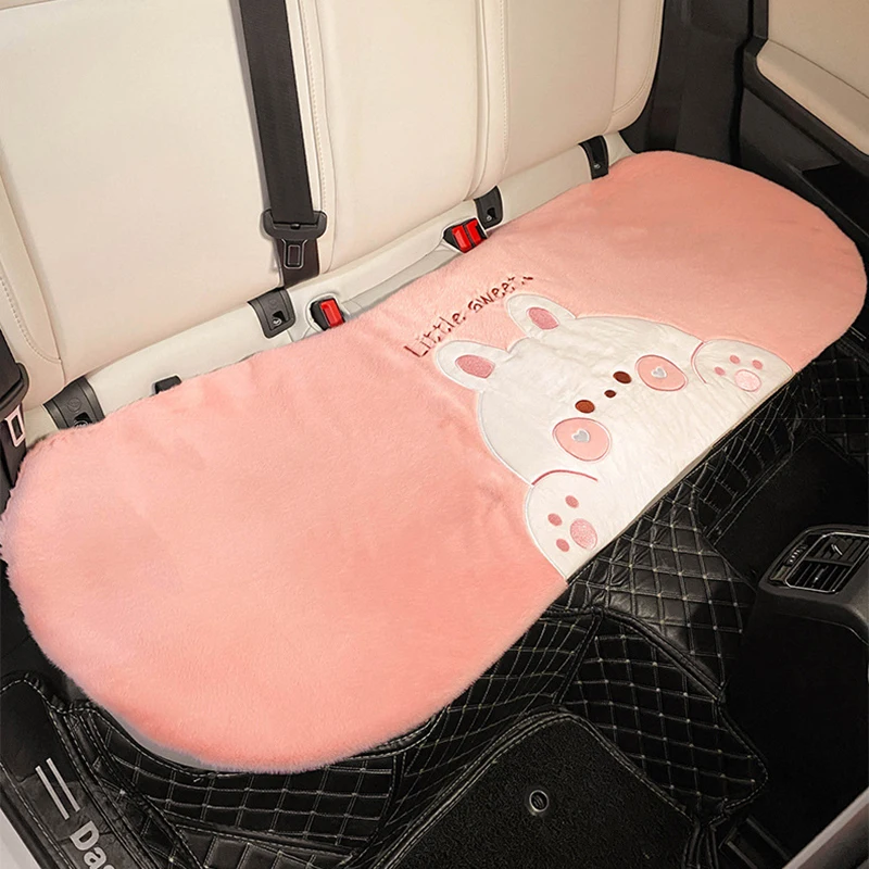 Plush Cute Cartoon Car Seat Cushion Pad Full Set Breathable Four Seasons Car Seat Cover Anti Slip Interior Accessories Universal