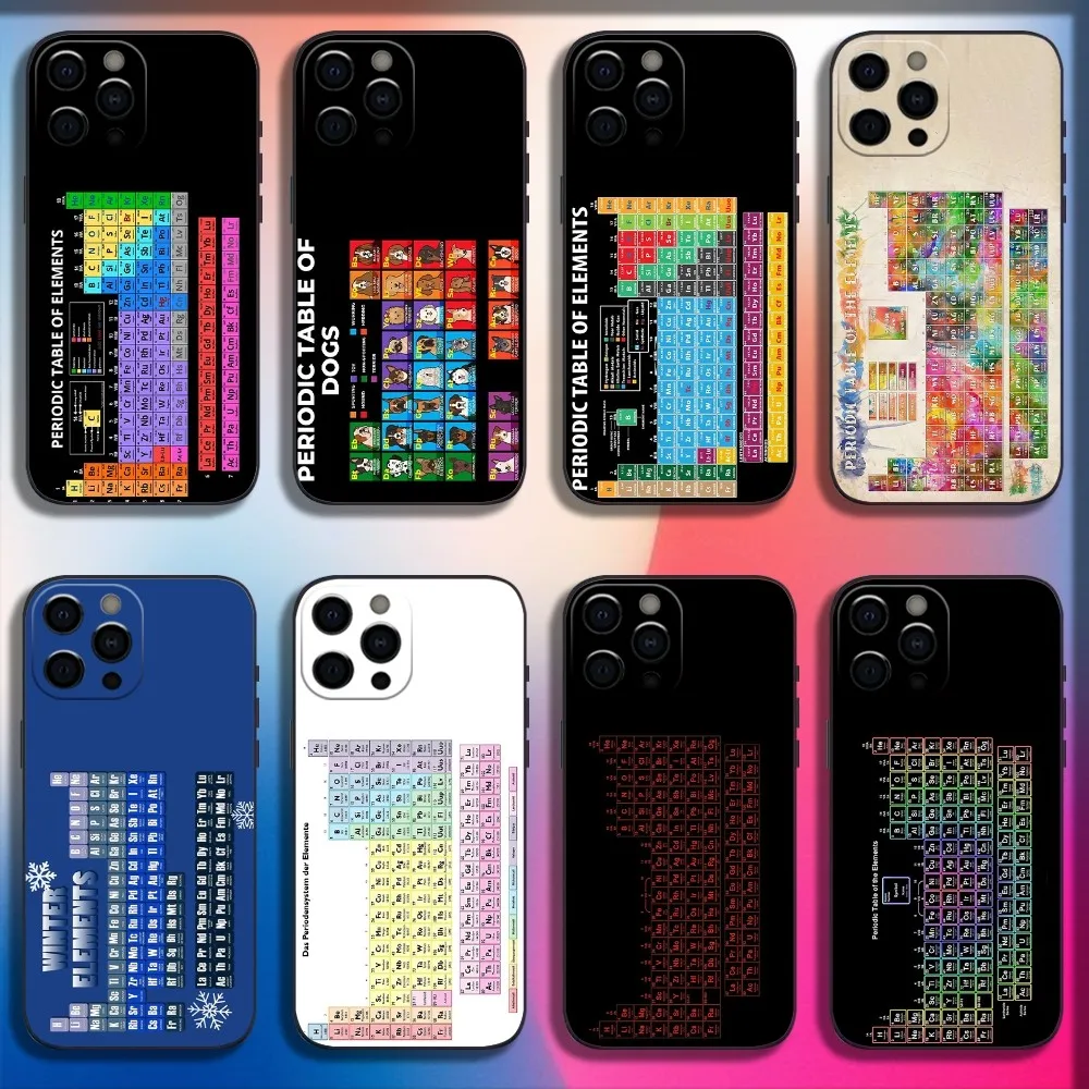 

Periodic Table Of Elements Phone Case For iPhone 16,15,14,13,12,11,Pro,X,XS,Max,XR,Plus,Mini Soft Black Cover