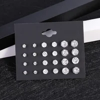 Nouveau 12 paire/pack blanc brillant boucles d'oreilles de mariage ensemble pour femmes hommes cristal bijoux accessoires Oorbellen bijoux boucles d'oreilles 1