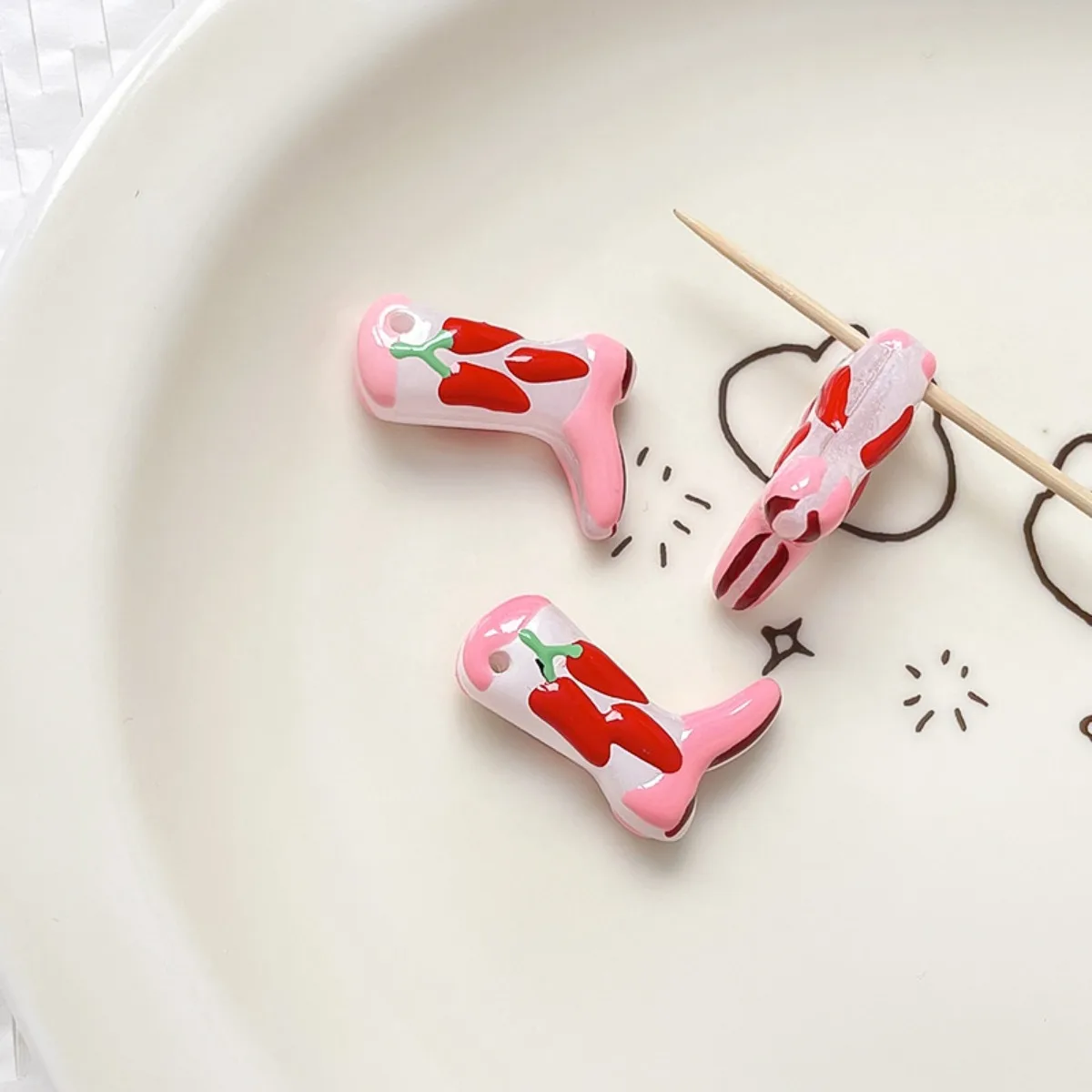 Z35 24x17mm Western Cowboy Boots Lampwork Beads Glass Enamel Boot Pattern Bead DIY Necklaces Bracelet Making Accessories Crafts