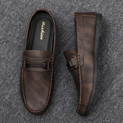 Mocassins en cuir véritable à semelle souple pour hommes, chaussures d'affaires, chaussures de travail, imperméables, légères, plates, respirantes, formelles, été