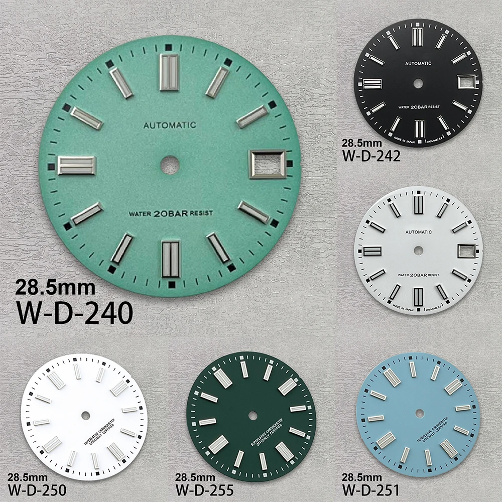 

28.5mm S Logo Matte Dial Fit NH35/NH36/4R/7S Japanese Movement Green Luminous High-Quality Watch Modification Accessories 3/3.8