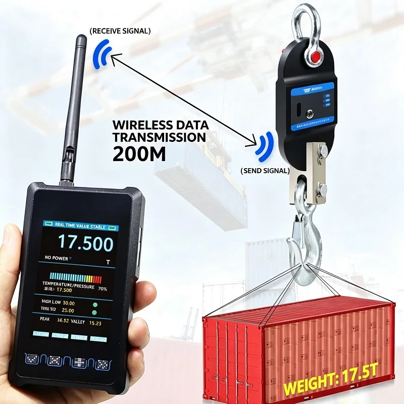 Wireless Digital Electronic Tension Gauge, Load Cell, Port Crane & Vessel Force Measurement, 500T Lifting Hook Scale‑103